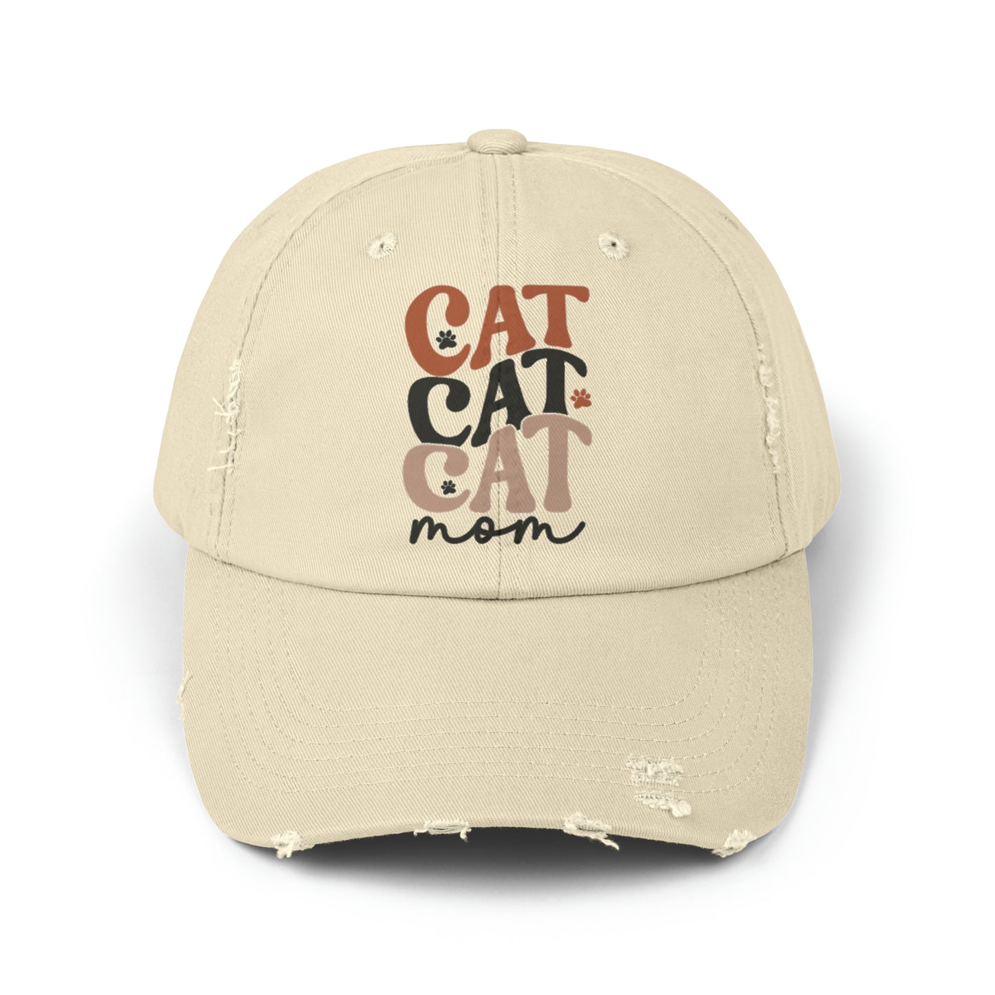 Cat Mom Unisex Distressed Cap