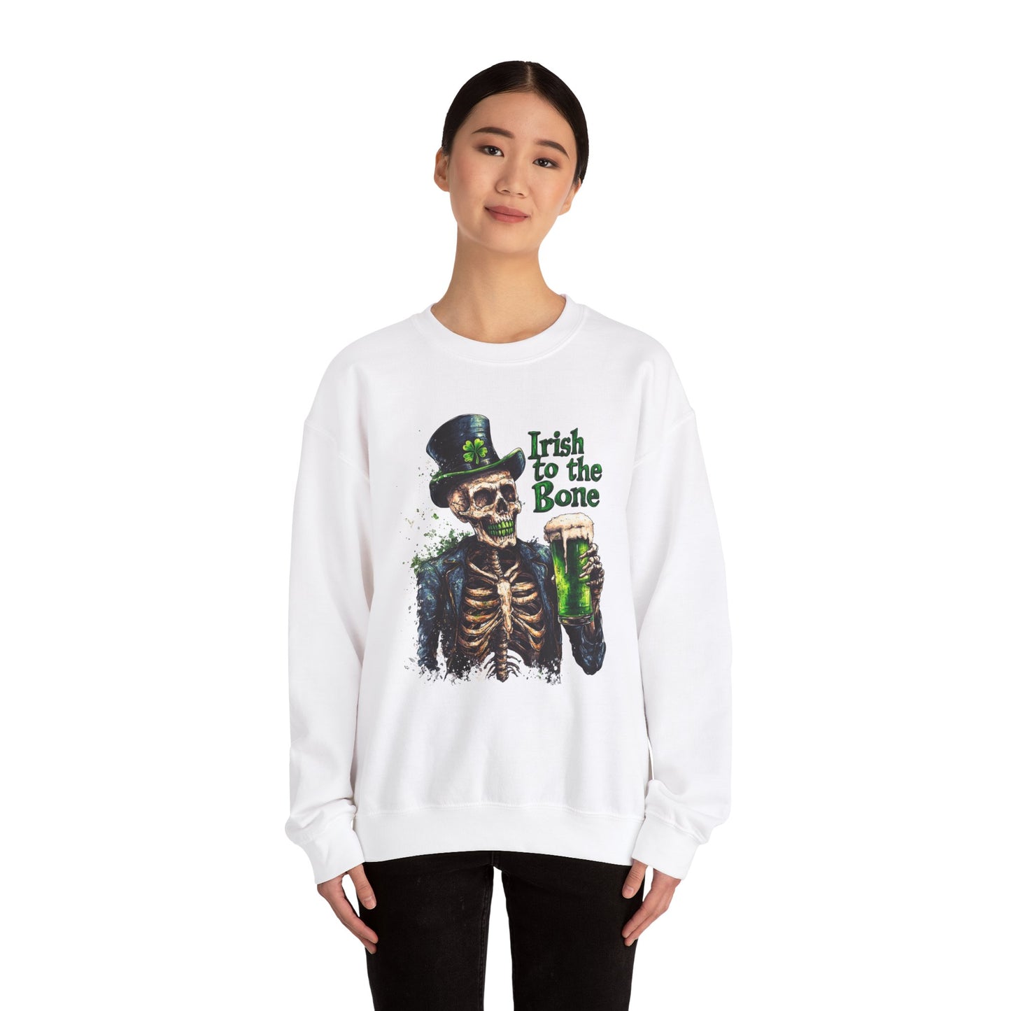 St Patrick's Day Crewneck Sweatshirt - Irish to the Bone Skeleton