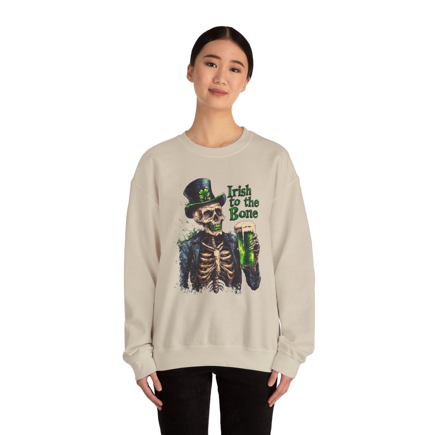 St Patrick's Day Crewneck Sweatshirt - Irish to the Bone Skeleton