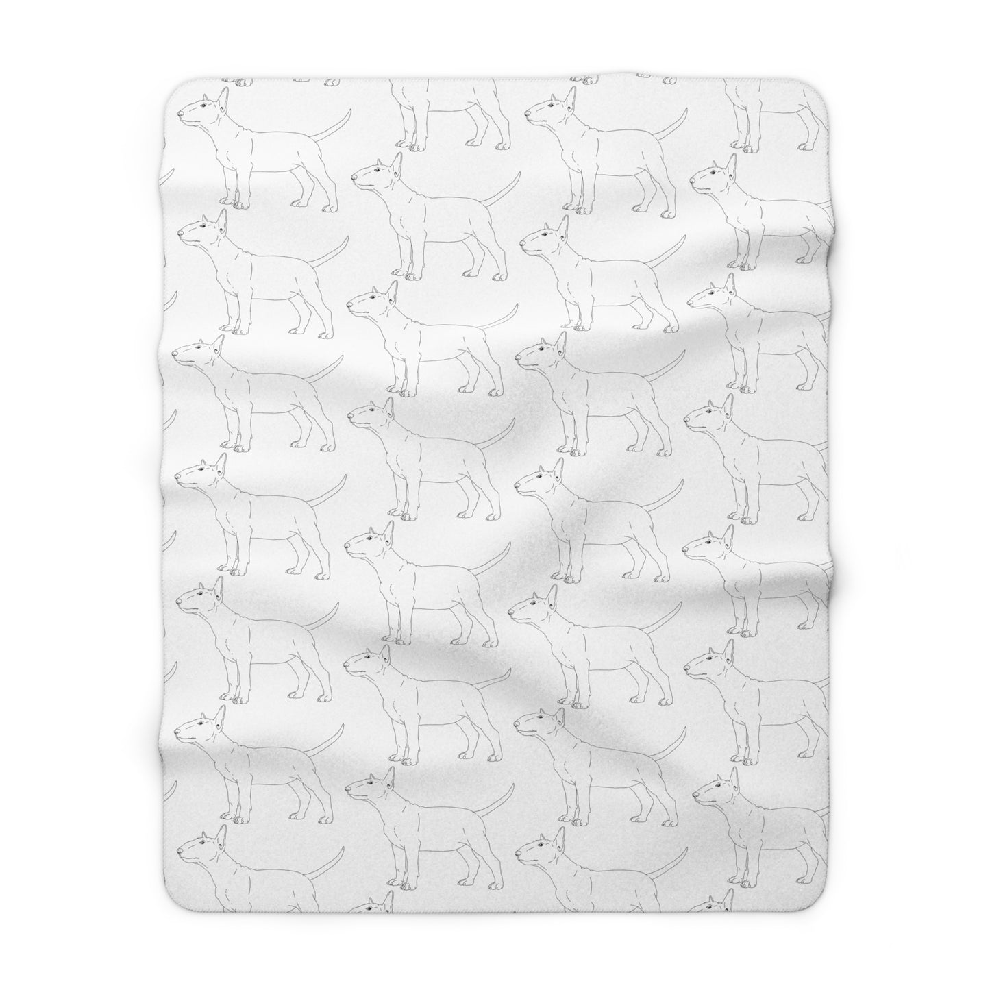 Sherpa Fleece Bull Terrier Sketch Blanket
