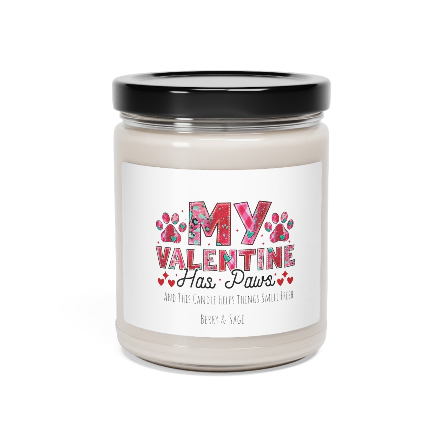 My Valentine Has Paws Scented Soy Candle, 9oz