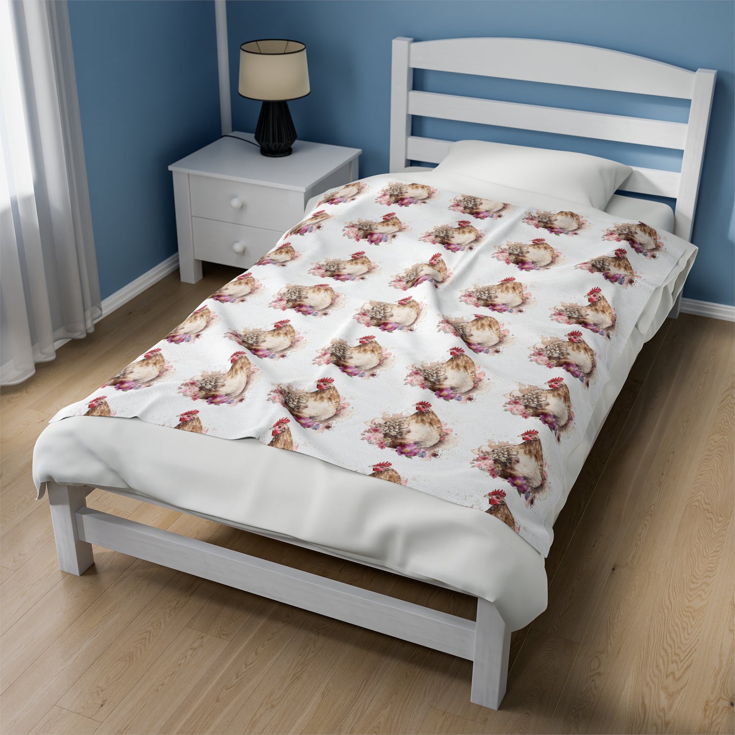 Velveteen Plush Chicken Watercolor Blanket