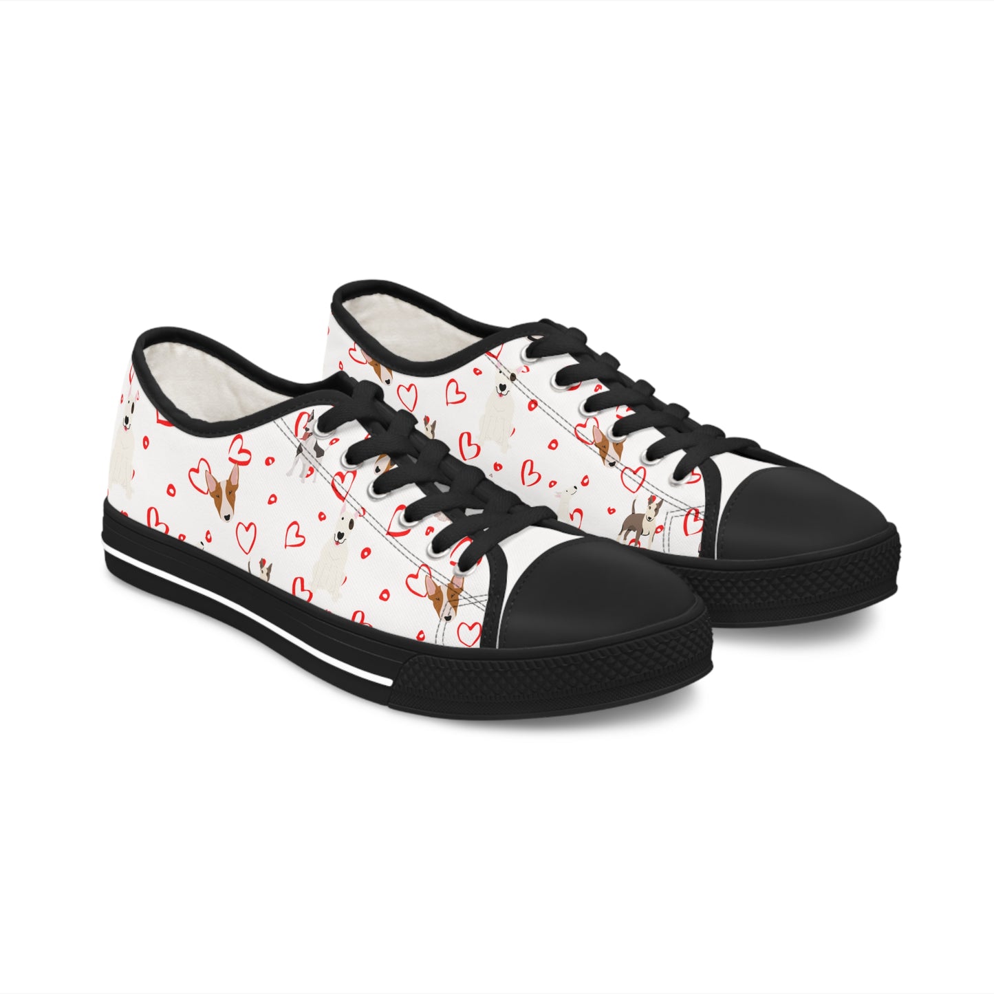 Bull Terrier Hearts Women's Low Top Sneakers
