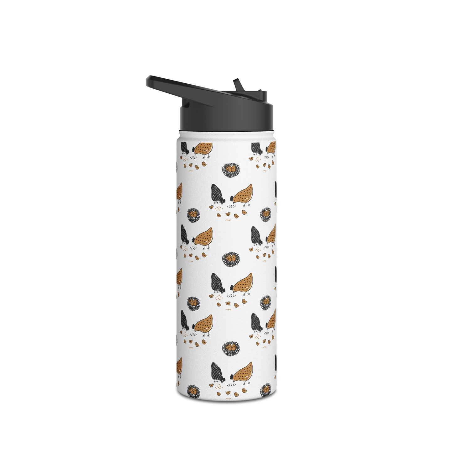 Chicken Stainless Steel Water Bottle, Standard Lid