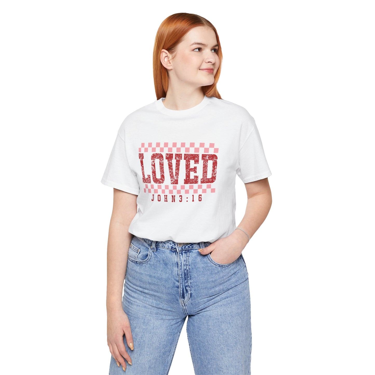 Loved , John 3:16 Unisex Jersey Short Sleeve Tee