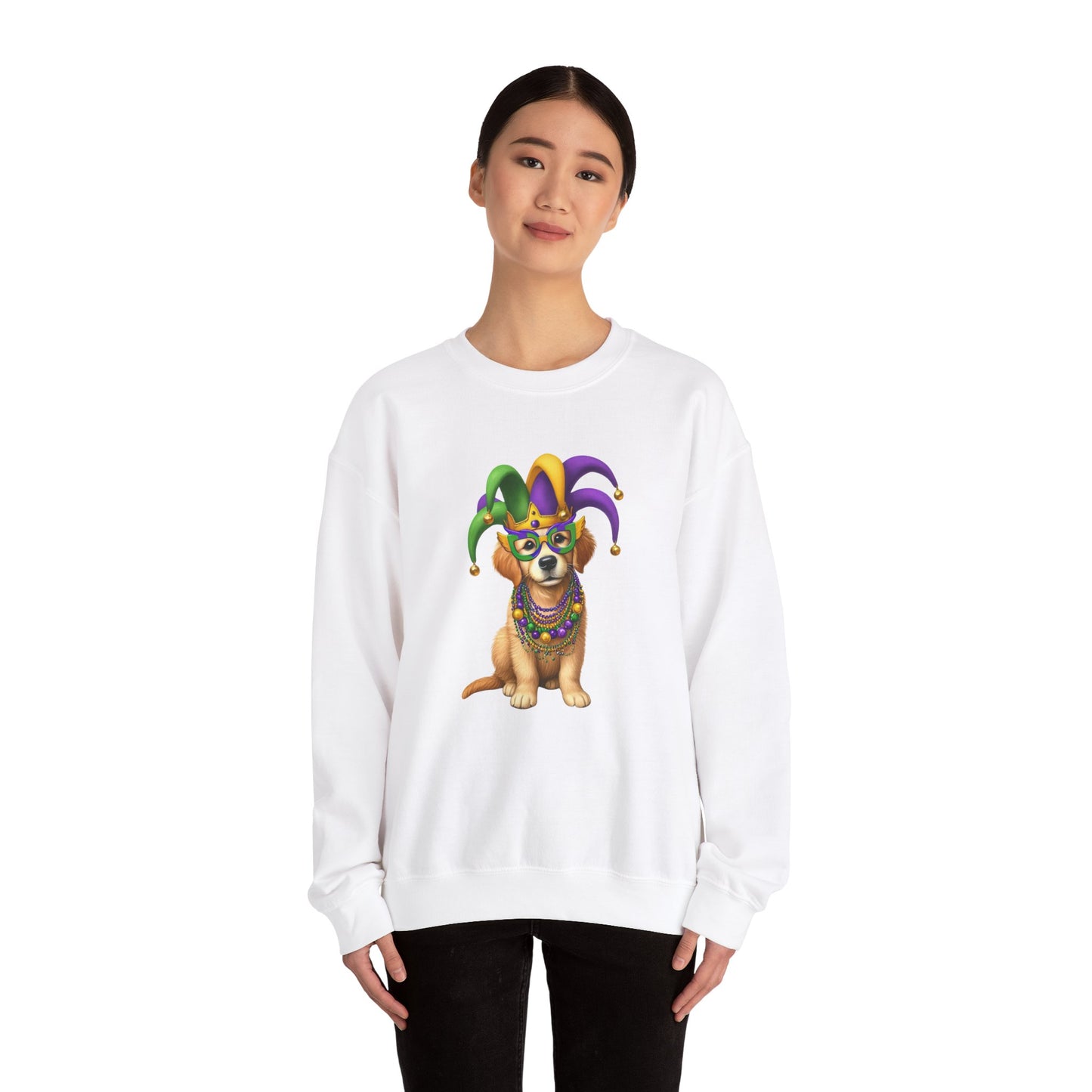 Golden Retriever Mardi Gras Unisex Heavy Blend™ Crewneck Sweatshirt