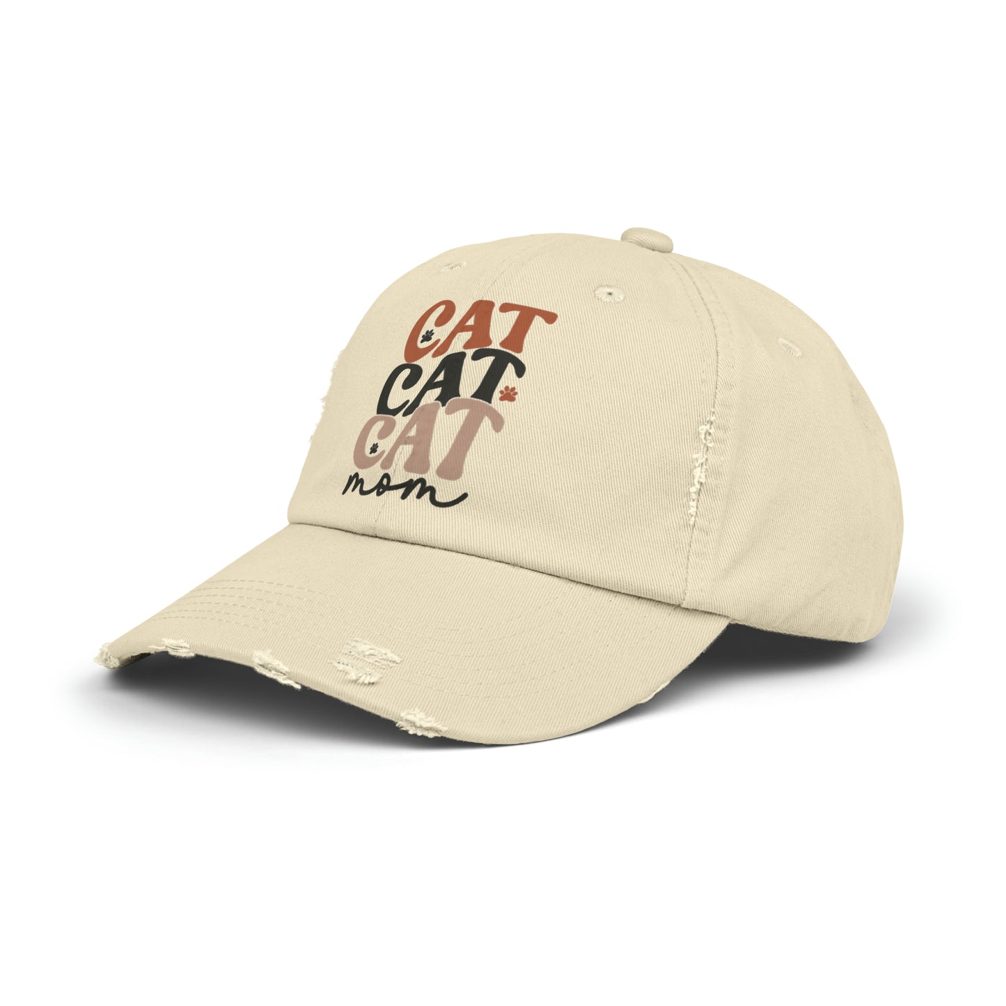 Cat Mom Unisex Distressed Cap
