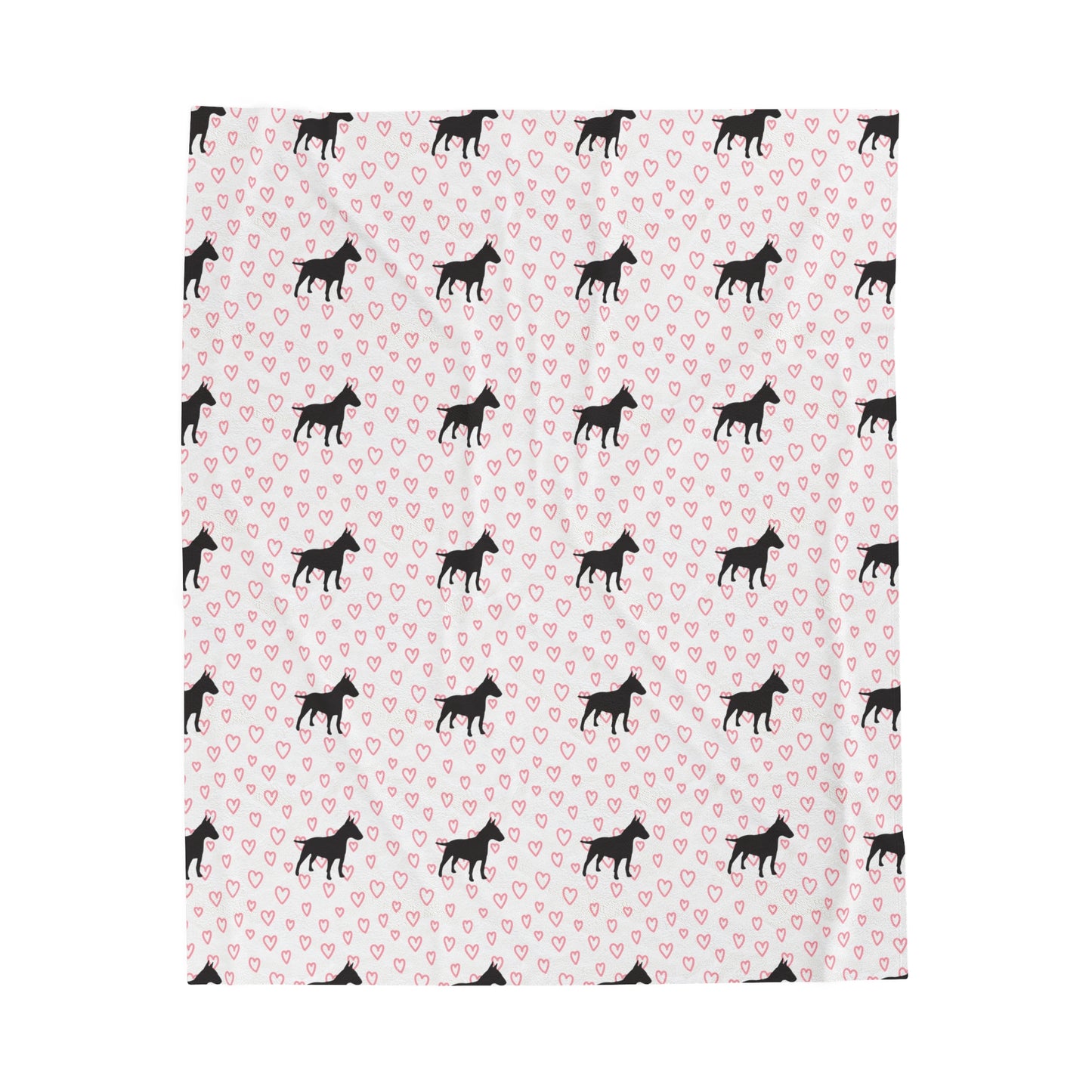 Bull Terrier Hearts Velveteen Plush Blanket