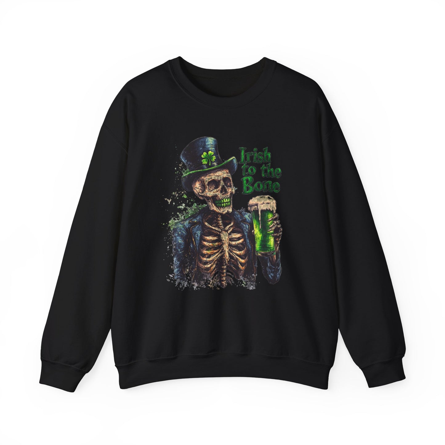 St Patrick's Day Crewneck Sweatshirt - Irish to the Bone Skeleton