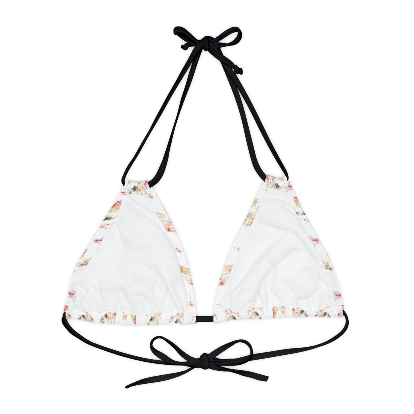 Watercolor Chicken Strappy Triangle Bikini Top (AOP)