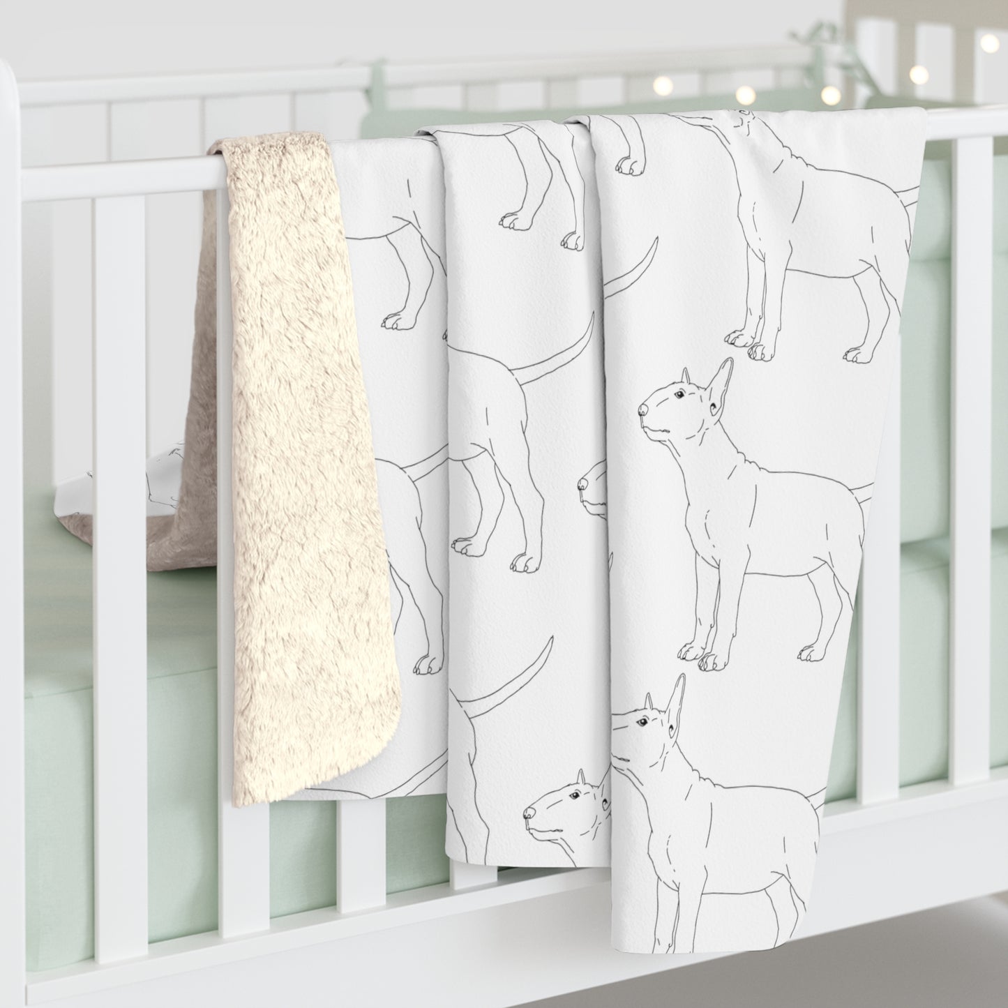 Sherpa Fleece Bull Terrier Sketch Blanket