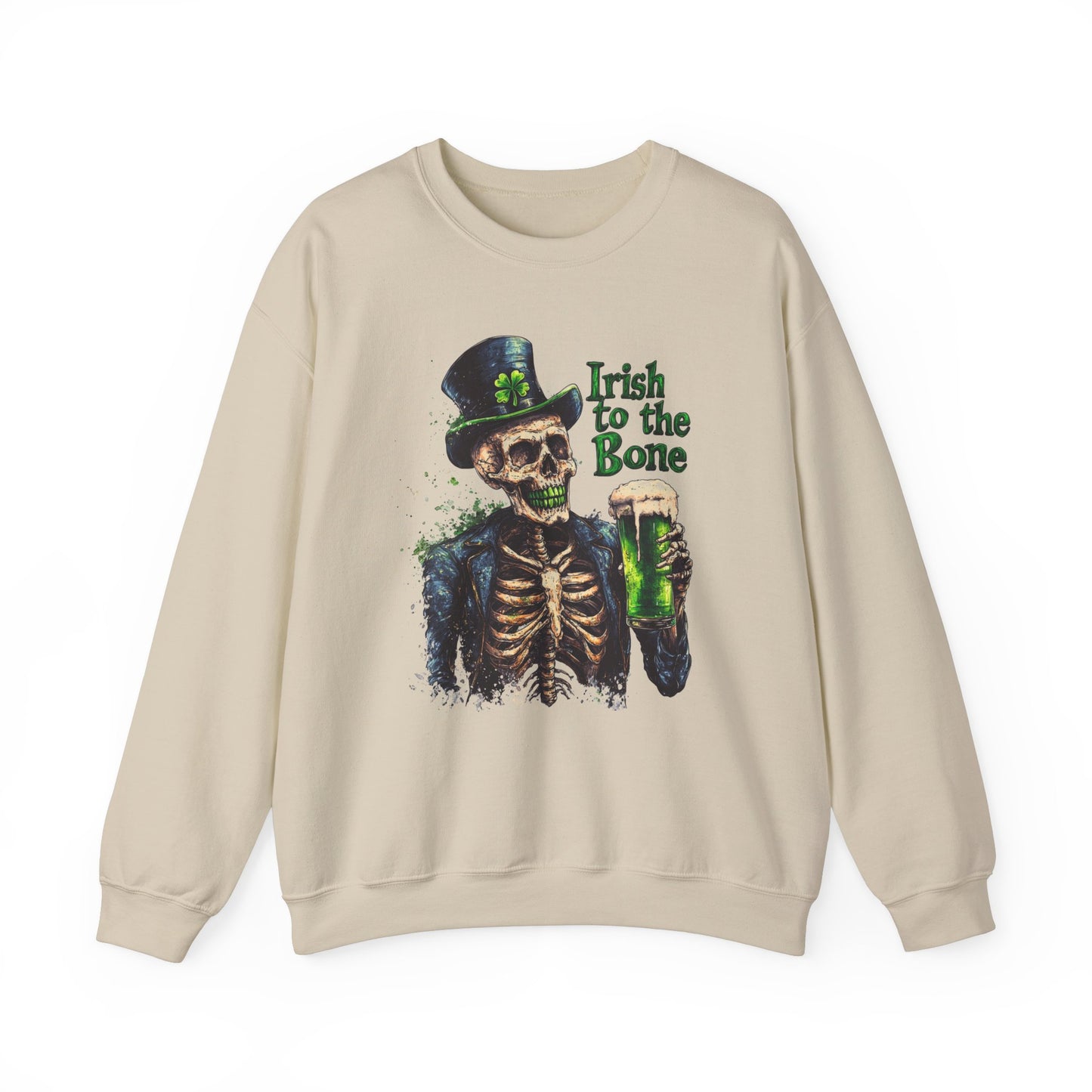 St Patrick's Day Crewneck Sweatshirt - Irish to the Bone Skeleton