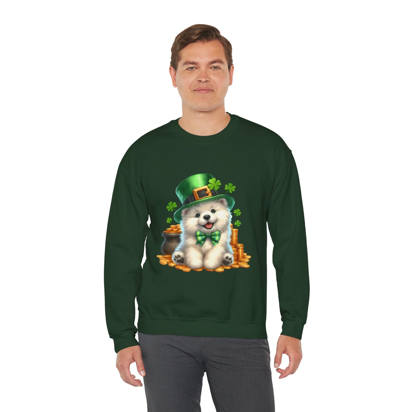 Samoyed Puppy Leprechaun Crewneck Sweatshirt