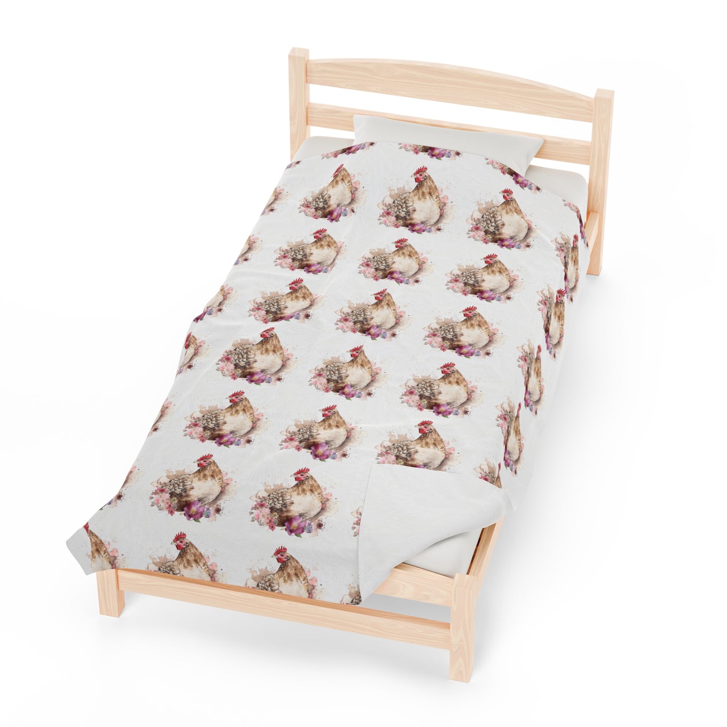 Velveteen Plush Chicken Watercolor Blanket