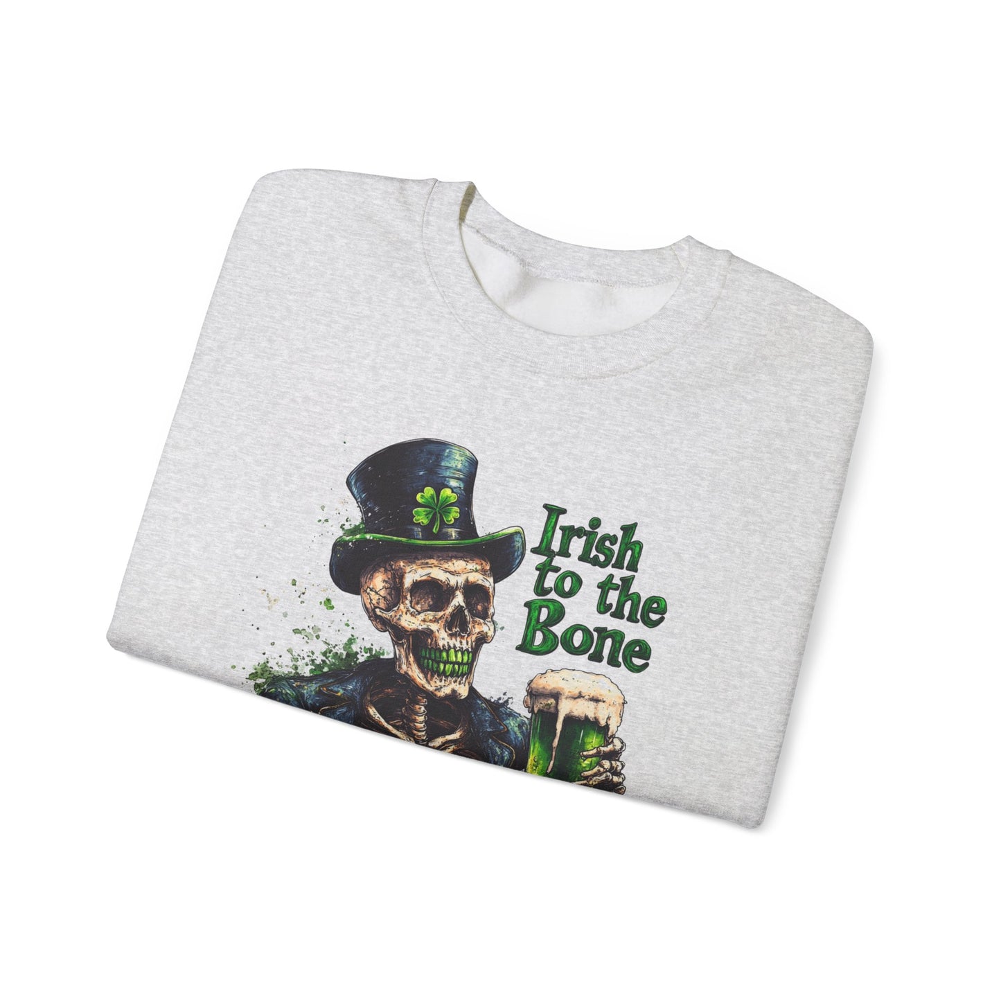 St Patrick's Day Crewneck Sweatshirt - Irish to the Bone Skeleton