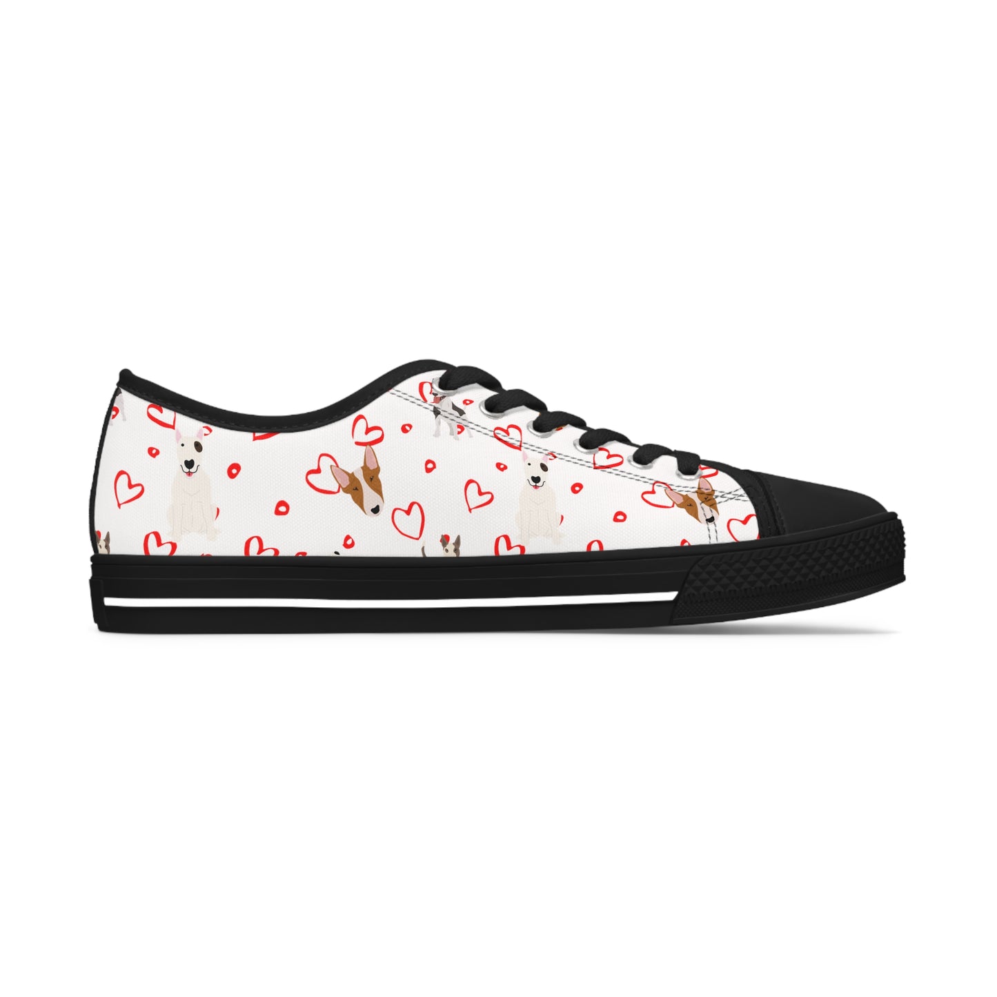 Bull Terrier Hearts Women's Low Top Sneakers