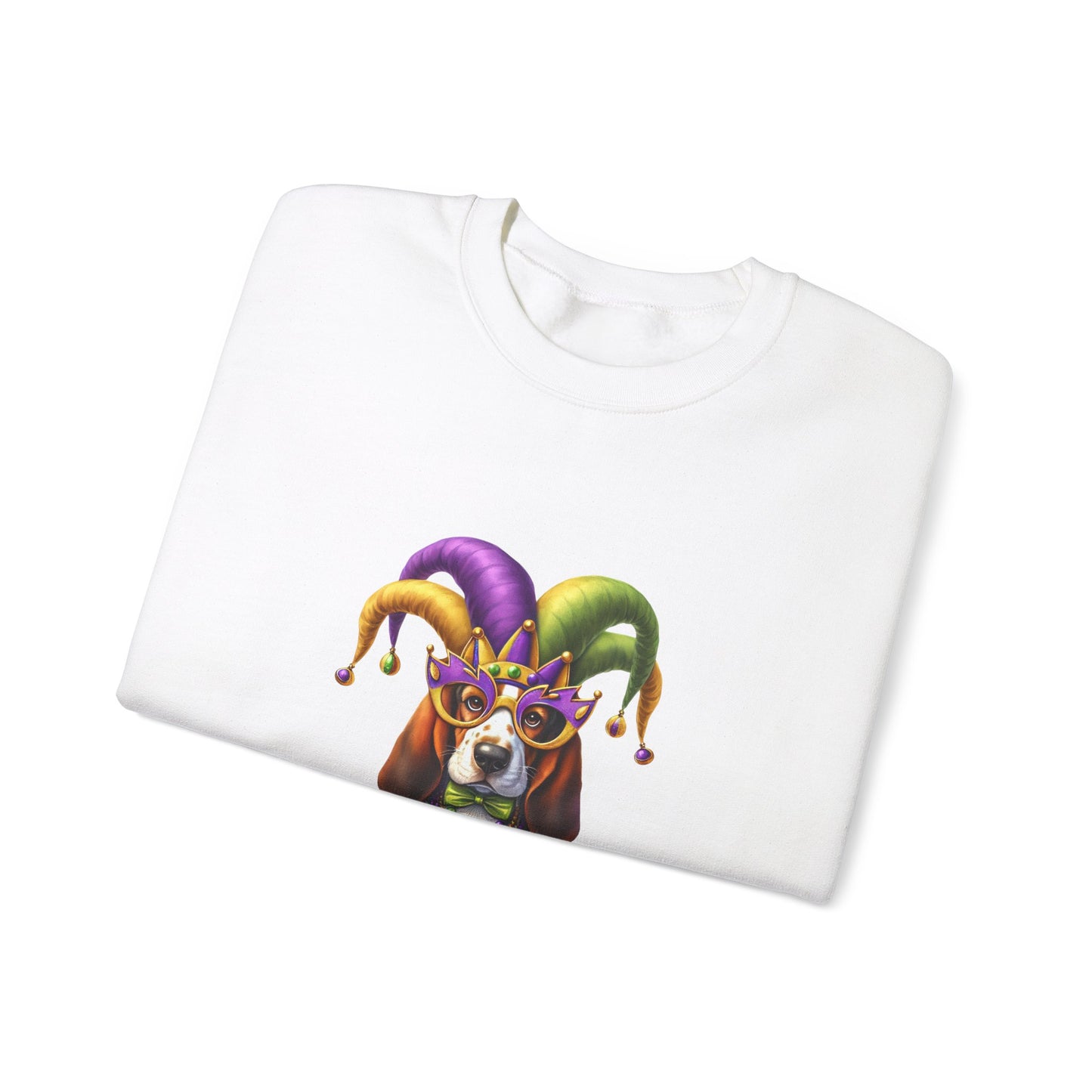 Basset Hound Mardi Gras Unisex Heavy Blend™ Crewneck Sweatshirt