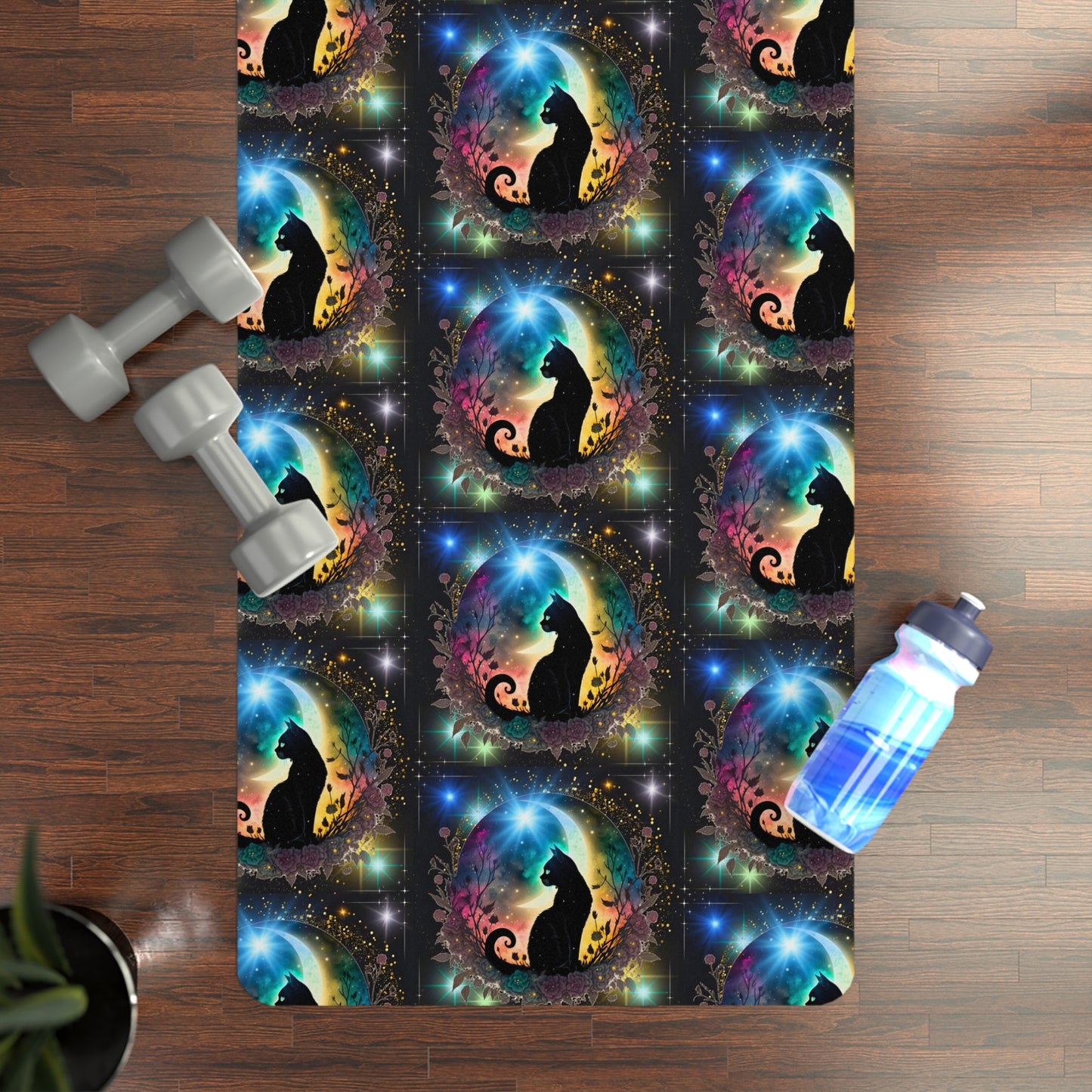 Mystical Black Cat Rubber Yoga Mat