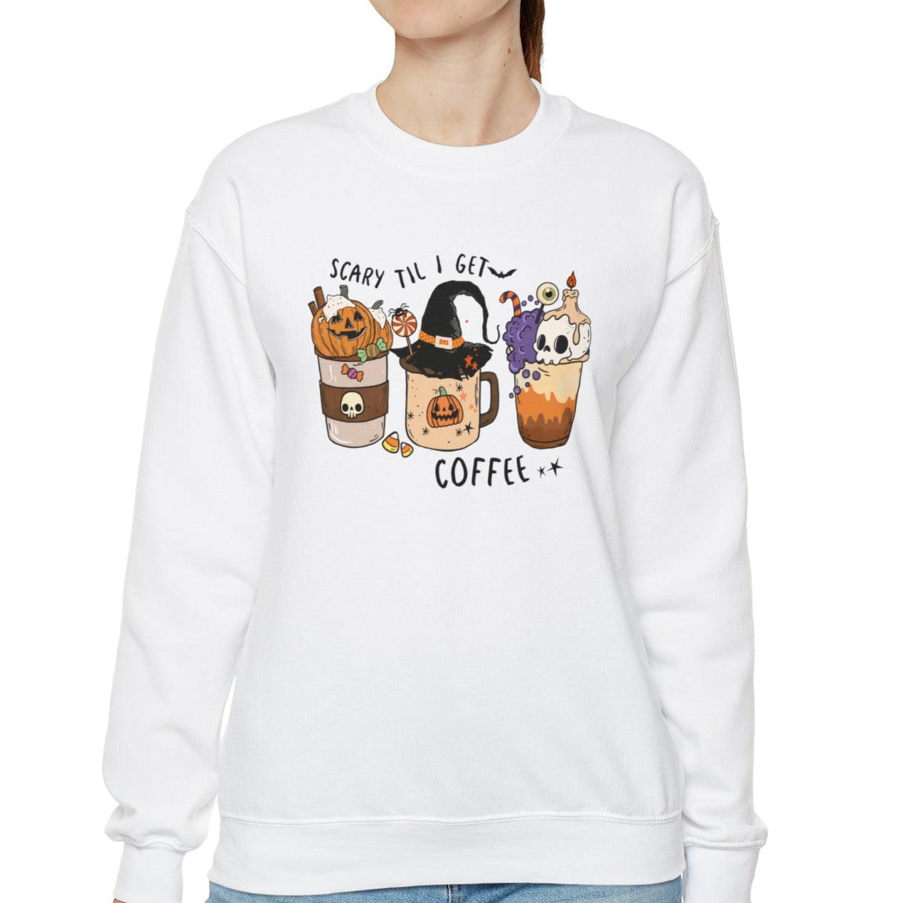 Unisex Heavy Blend™ Crewneck Halloween Coffee Sweatshirt