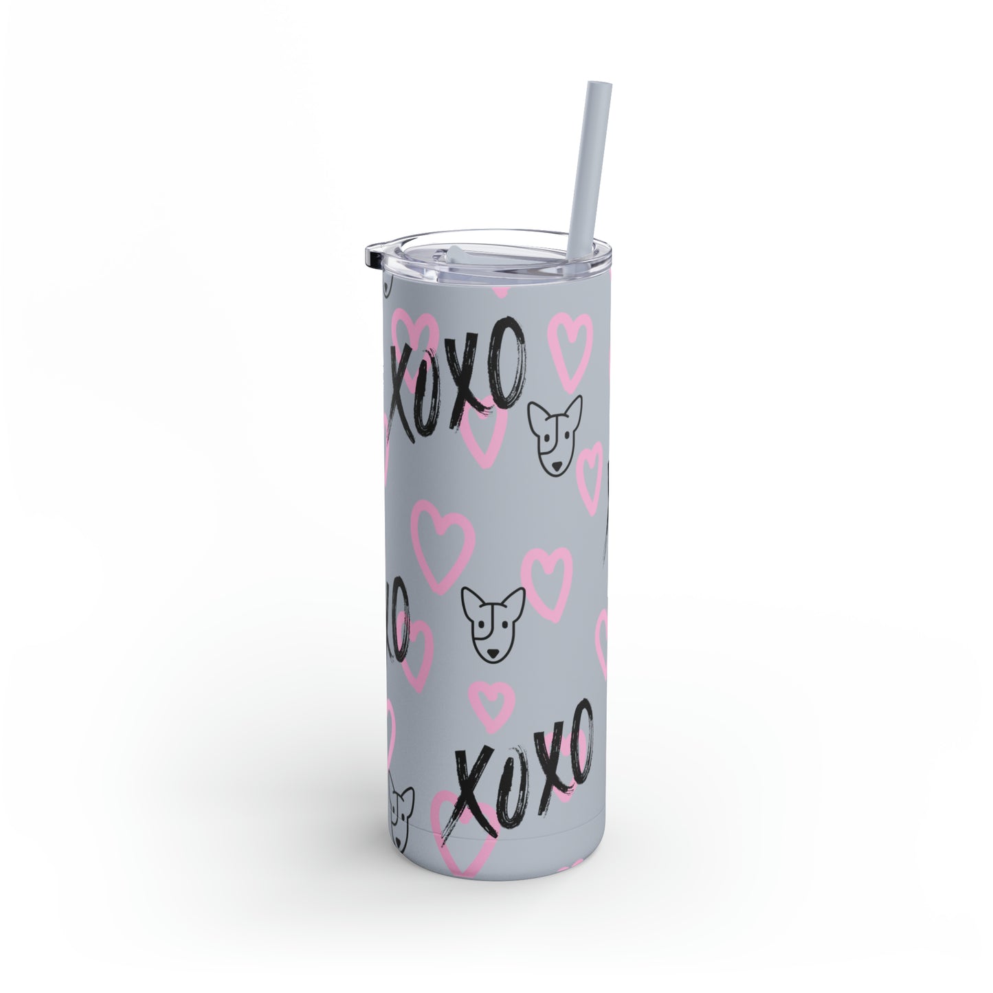 Bull Terrier XOXO Skinny Matte Tumbler, 20oz
