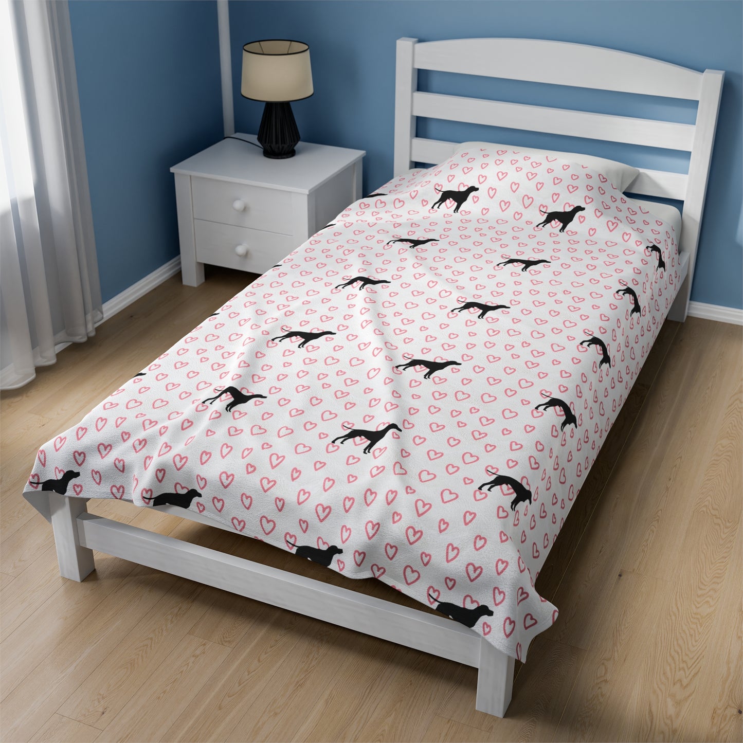 Hound Hearts Velveteen Plush Blanket