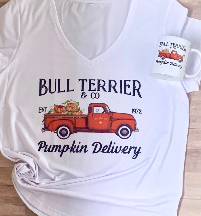 Fall Bull Terrier Pumpkin Truck Shirt