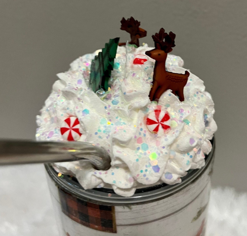 Christmas Tree & Reindeer Tumbler With Faux Whipped Cream Topper