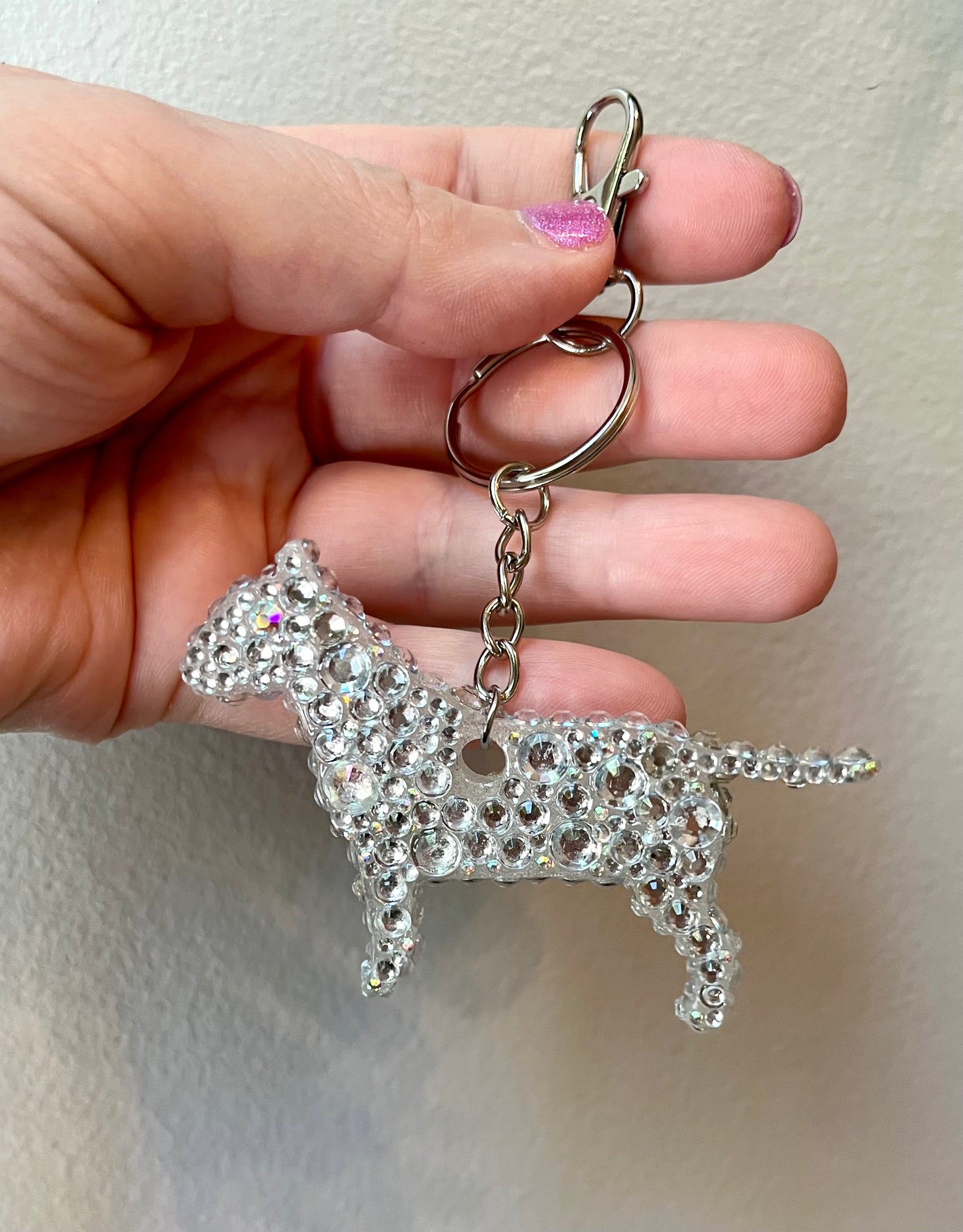 Blinged Bull Terrier Keychain