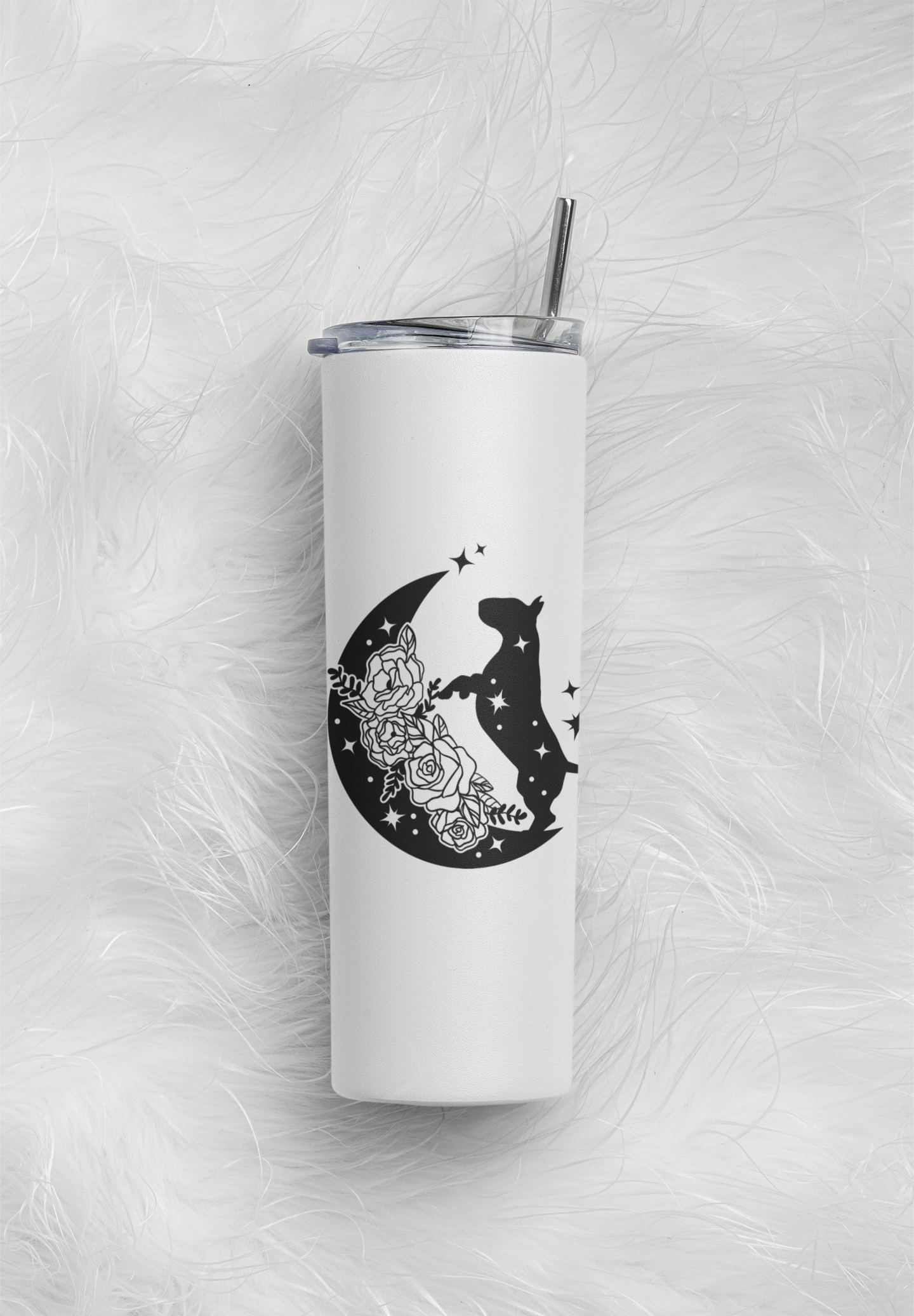 Bull Terrier Floral Moon 20oz Skinny Tumbler