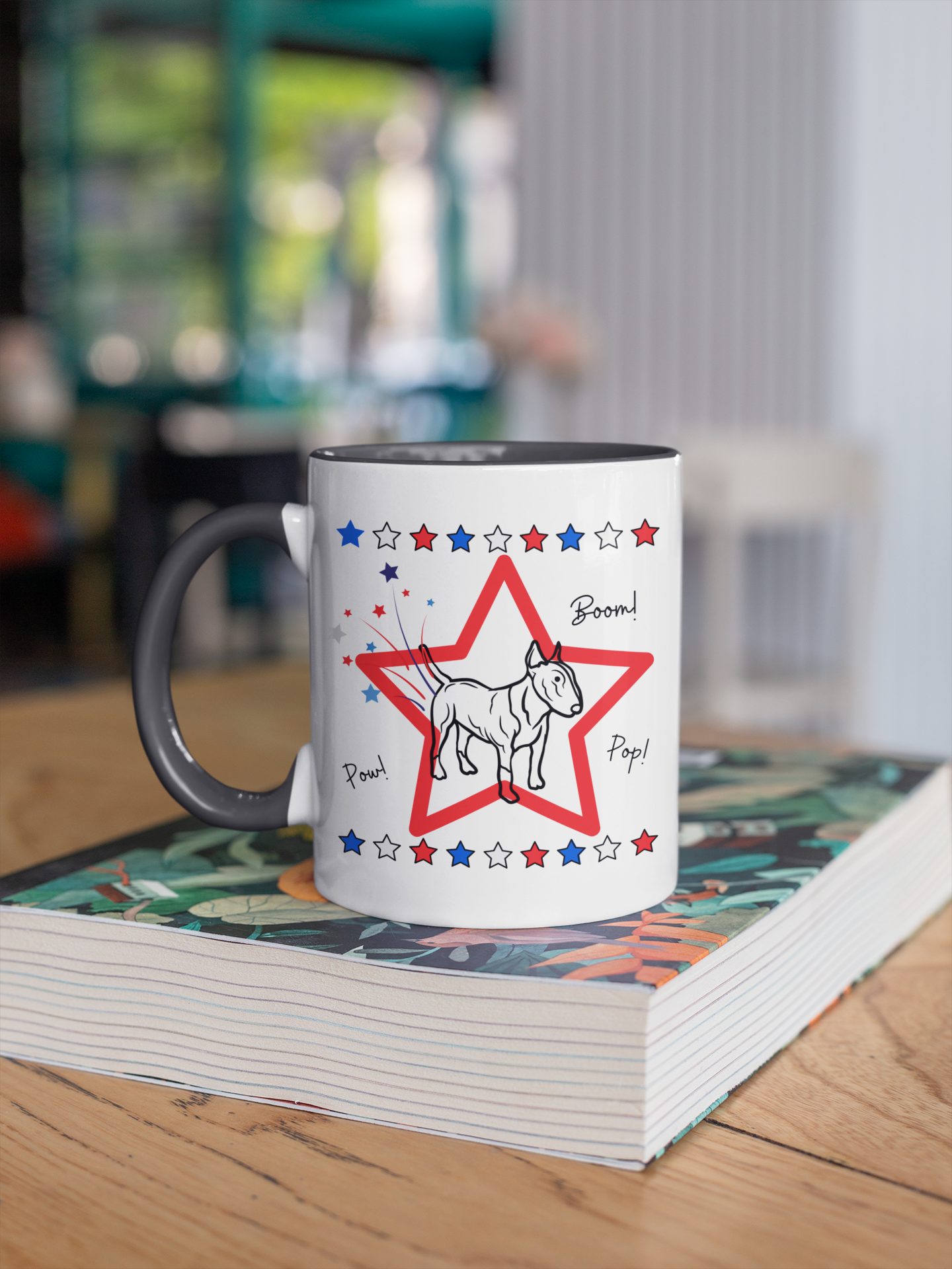 Funny Bull Terrier Fireworks Mug