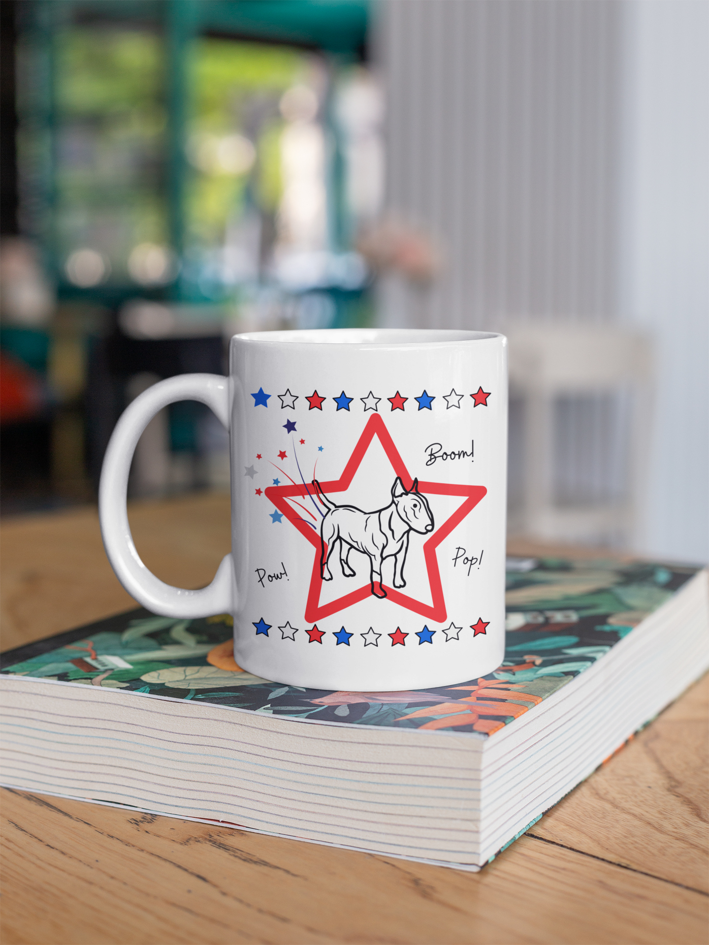 Funny Bull Terrier Fireworks Mug