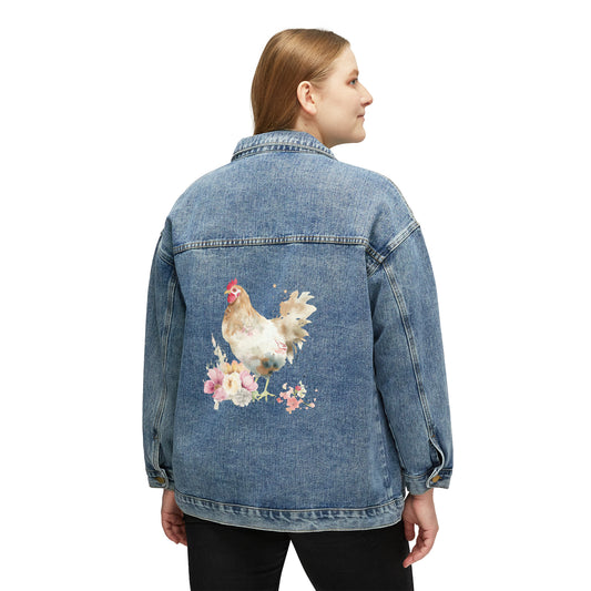 Watercolor Chicken Women's Denim Jacket