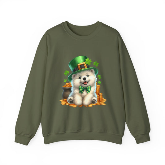 Samoyed Puppy Leprechaun Crewneck Sweatshirt