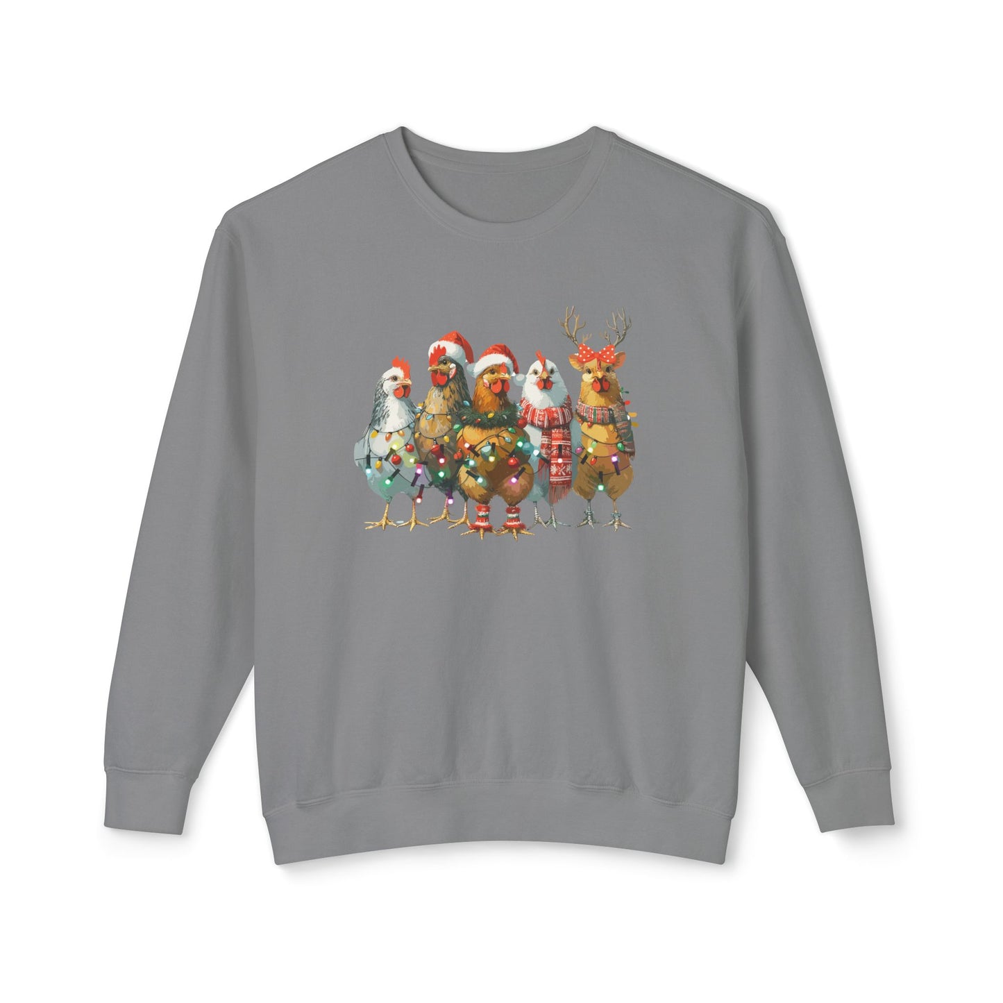 Christmas Chicken Unisex Lightweight Crewneck Sweatshirt