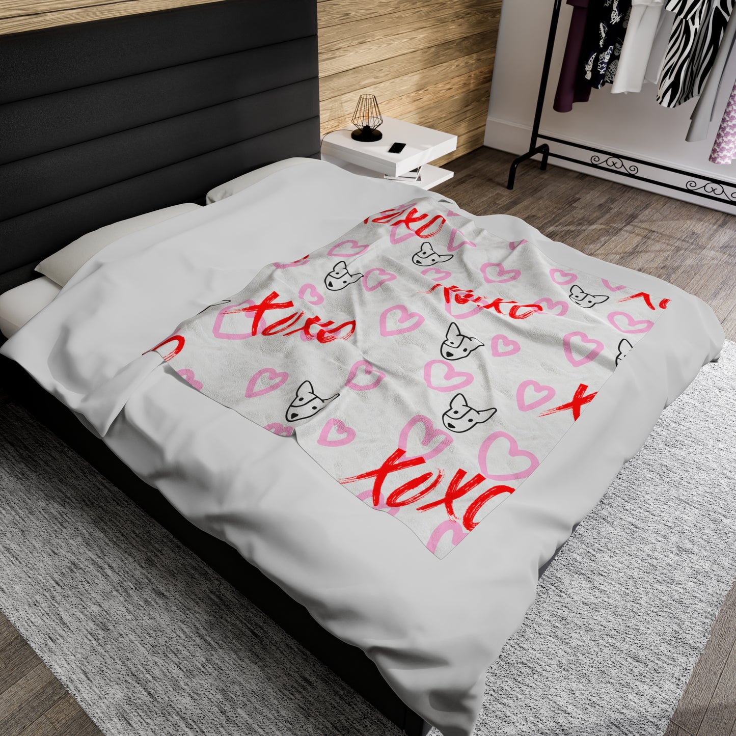 Bull Terrier XOXO Velveteen Plush Blanket