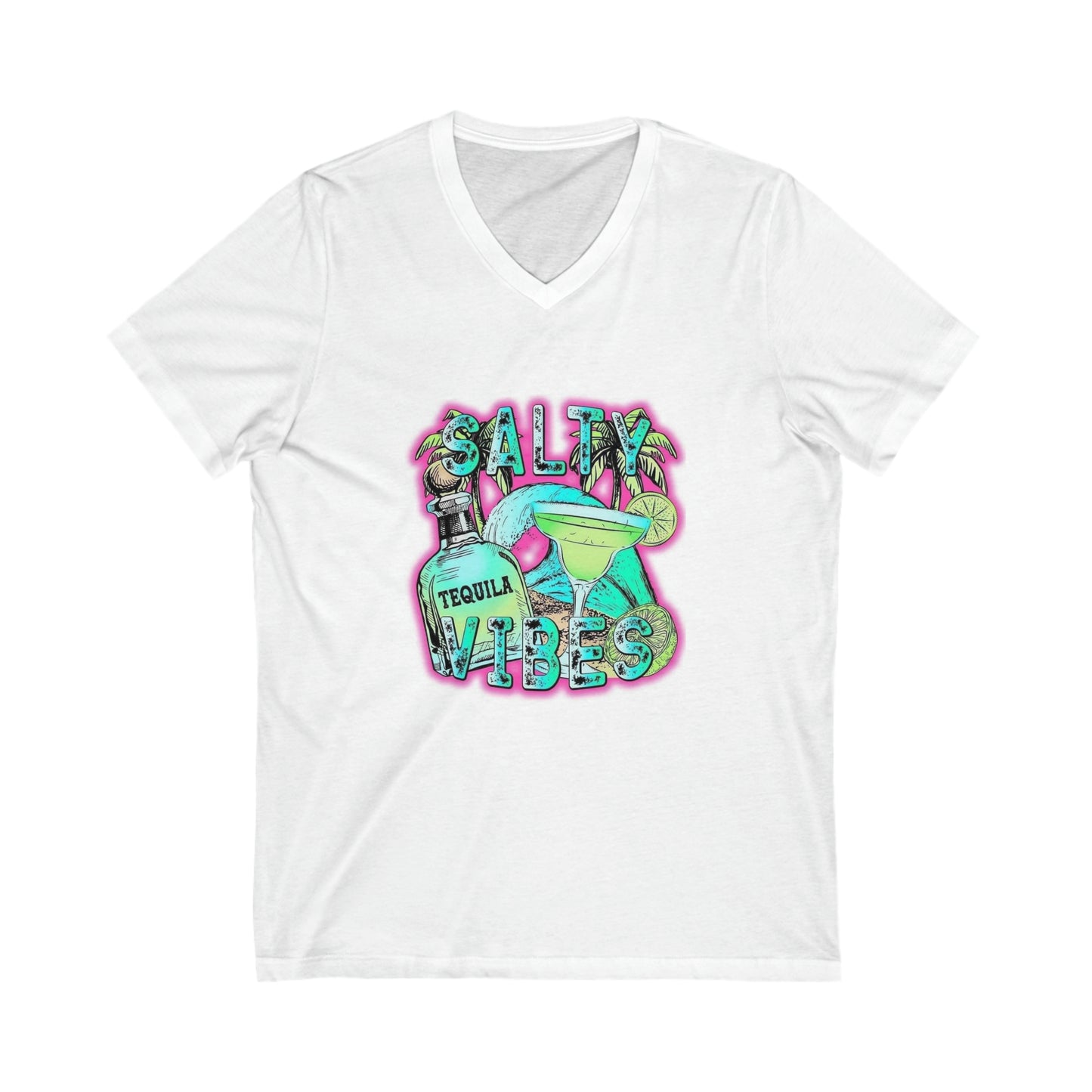 Salty Vibes Unisex Jersey Short Sleeve V-Neck Tee