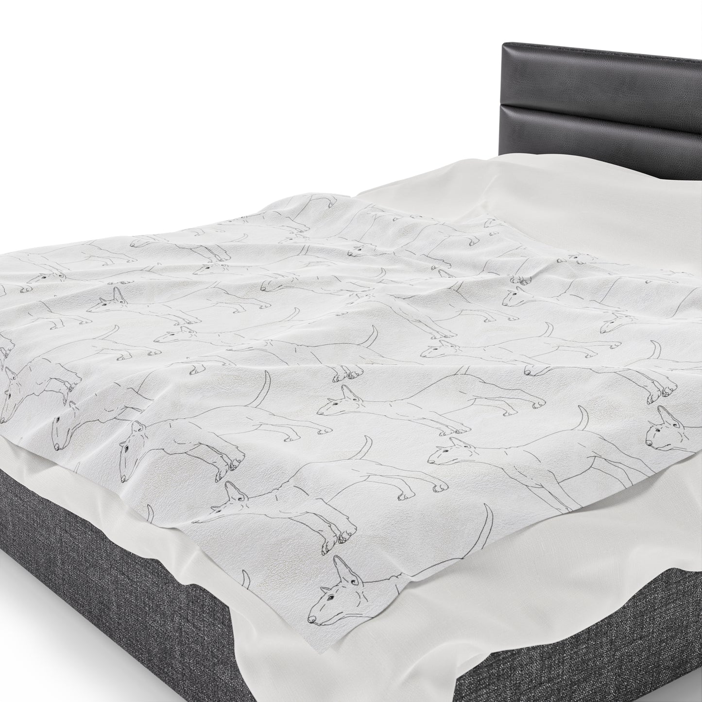 Velveteen Plush Bull Terrier Sketch Blanket
