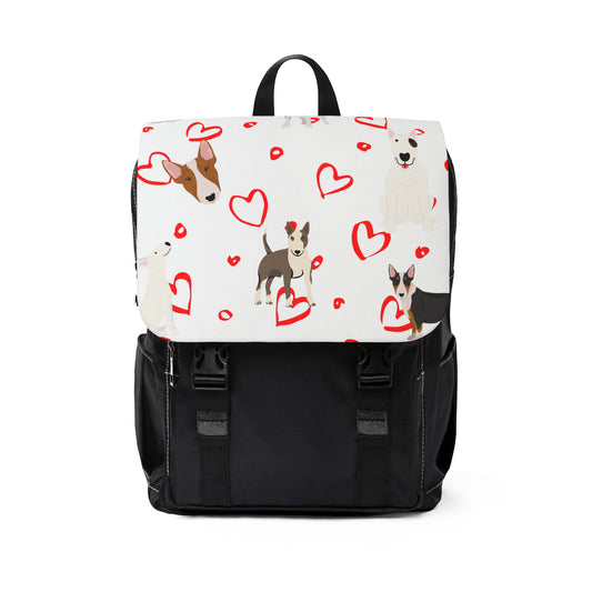 Bull Terrier Hearts Unisex Casual Shoulder Backpack