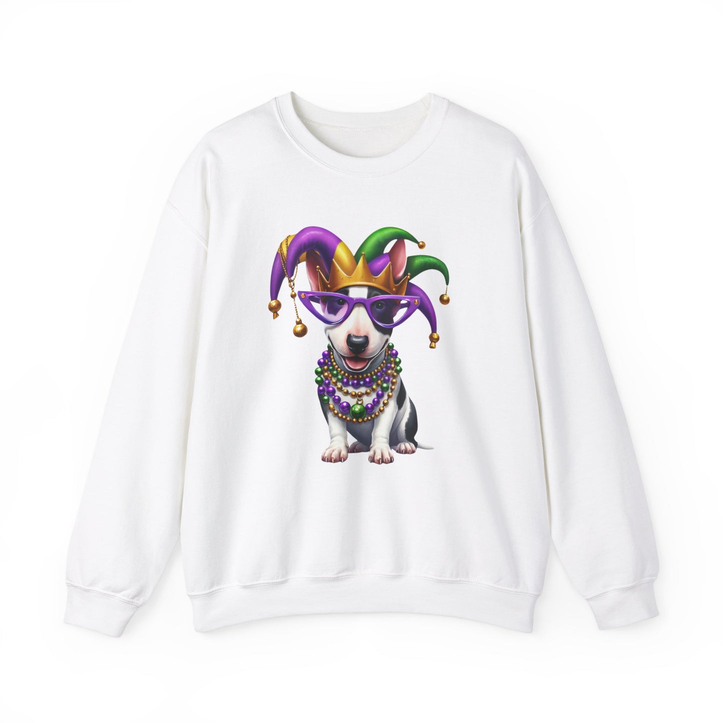 Mardi Gras Bull Terrier Unisex Heavy Blend™ Crewneck Sweatshirt