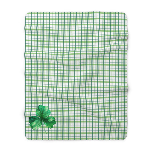 Green Plaid Sherpa Fleece Blanket