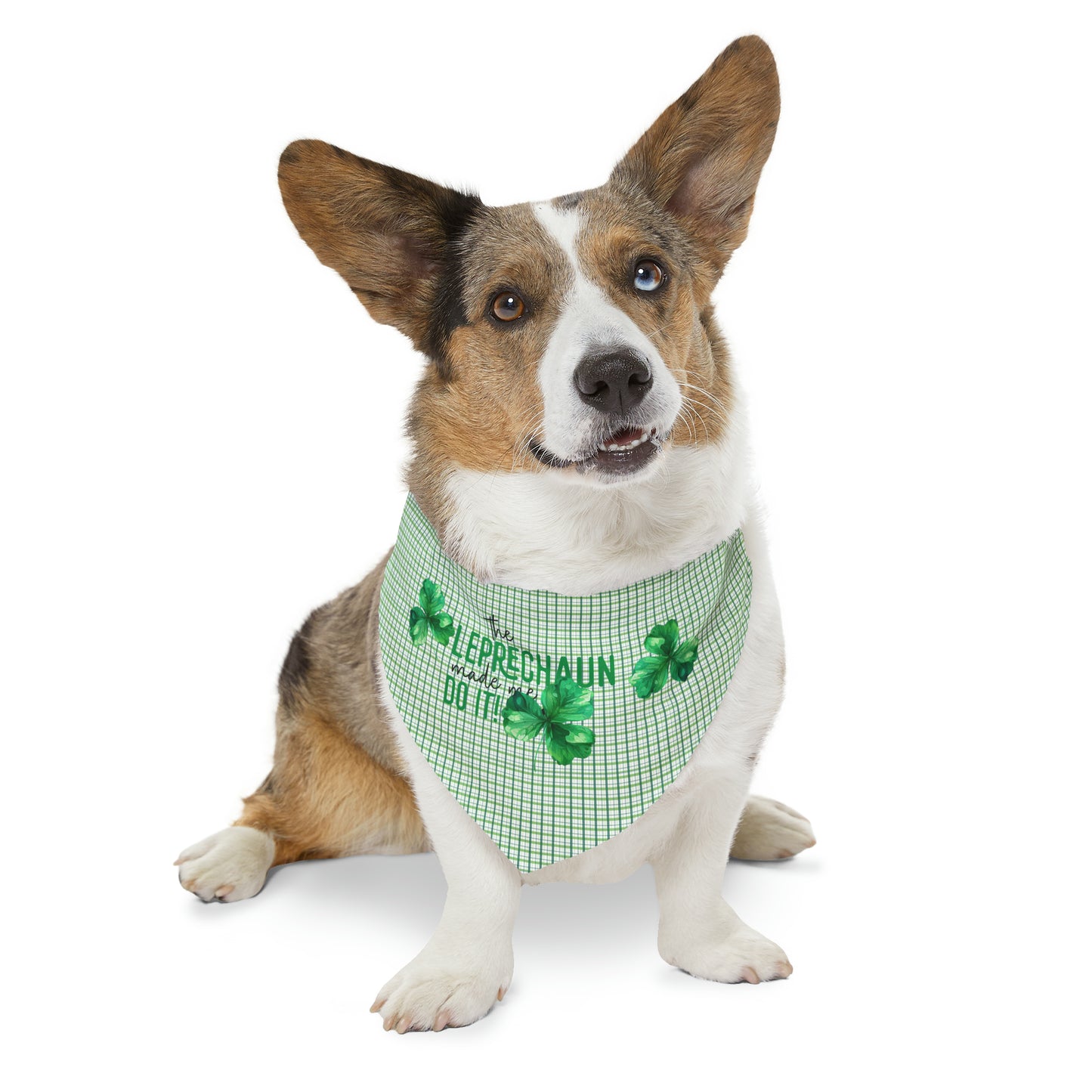 Green Plaid Pet Bandana Collar
