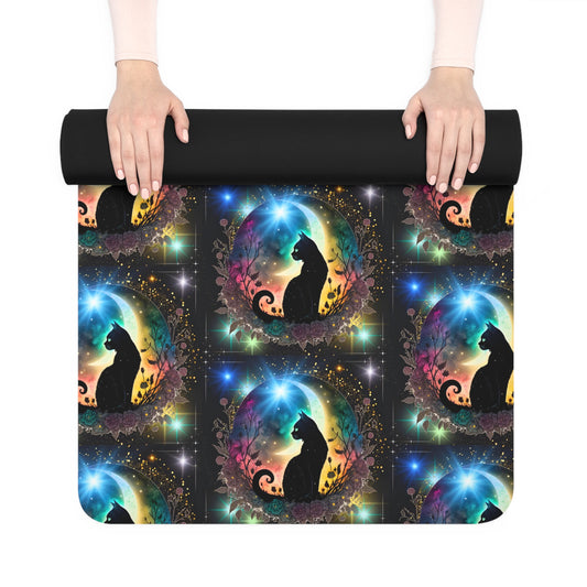 Mystical Black Cat Rubber Yoga Mat