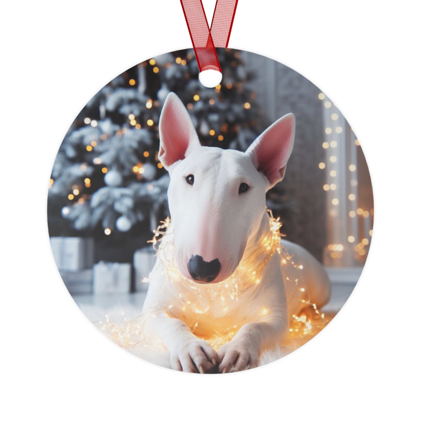 White Bull Terrier Metal Ornaments