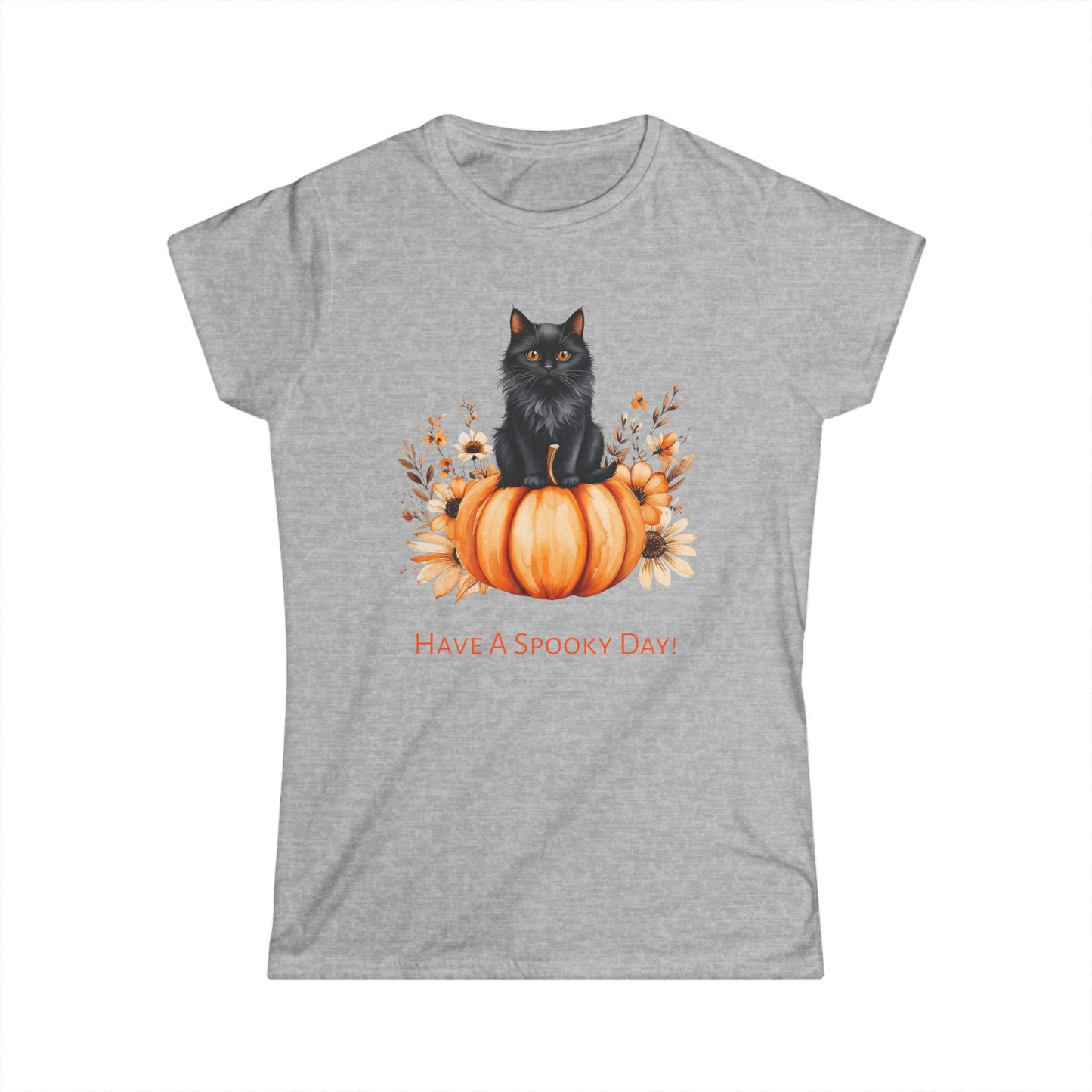 Halloween Cat Tee, Spooky Day Shirt, Fall Outfit, Pumpkin Lover Gift, Women's Graphic Tee, Cute Halloween Apparel
