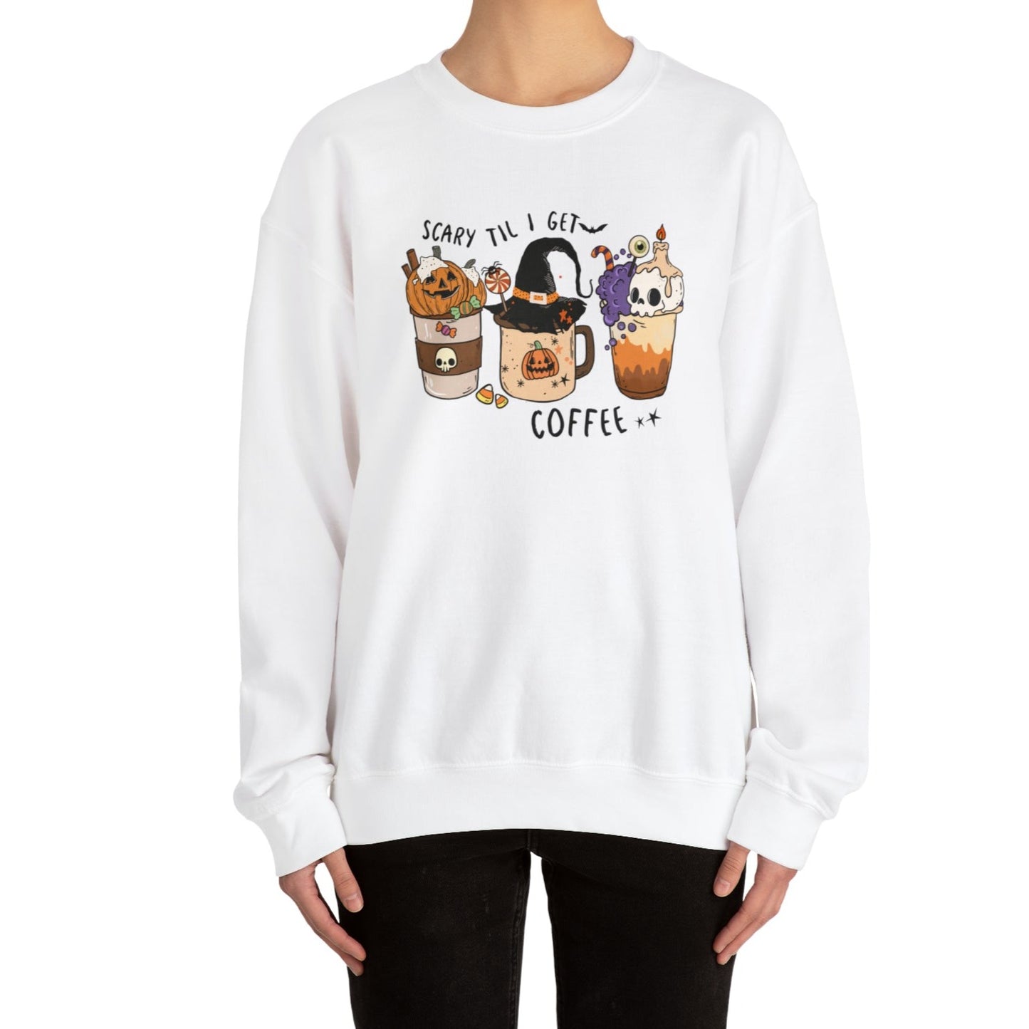 Unisex Heavy Blend™ Crewneck  Halloween Coffee Sweatshirt