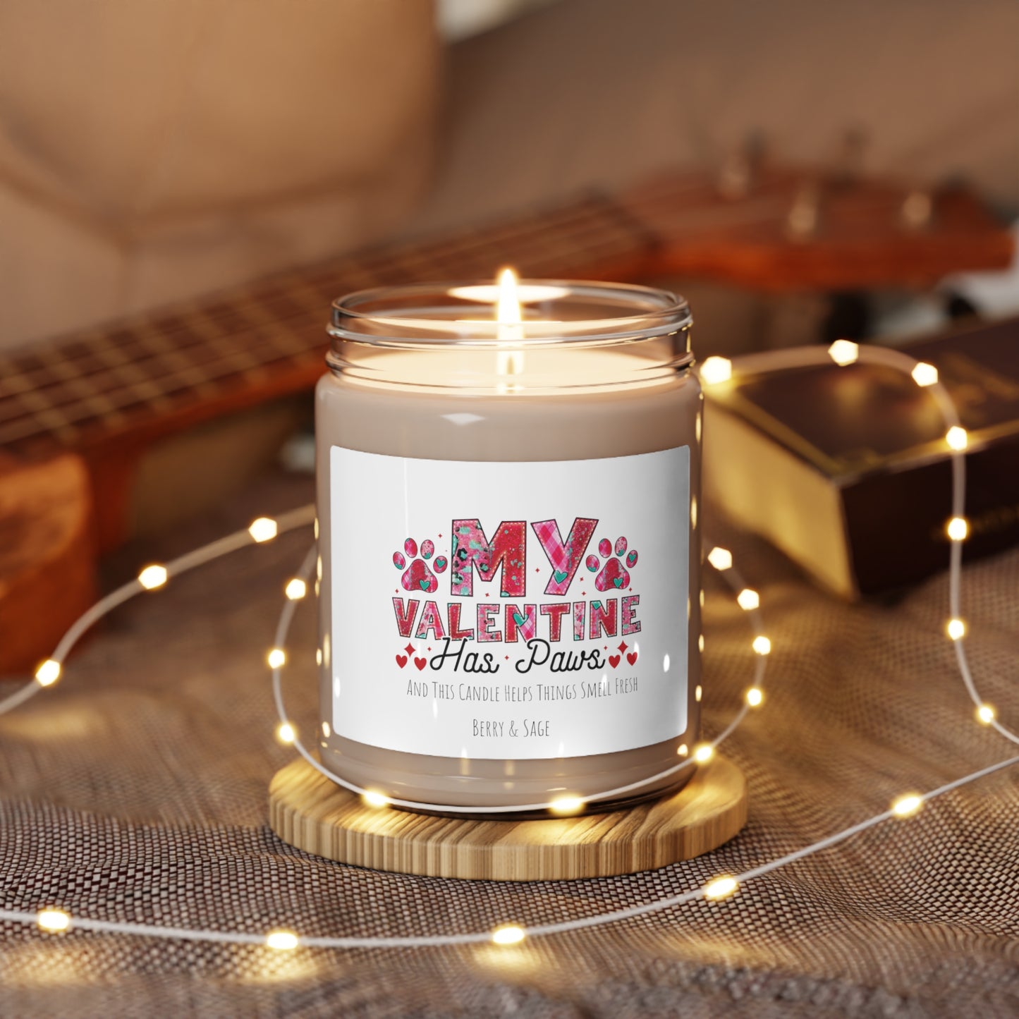My Valentine Has Paws Scented Soy Candle, 9oz