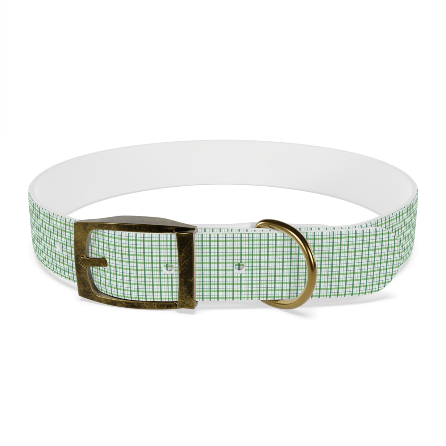 Green Plaid Dog Collar