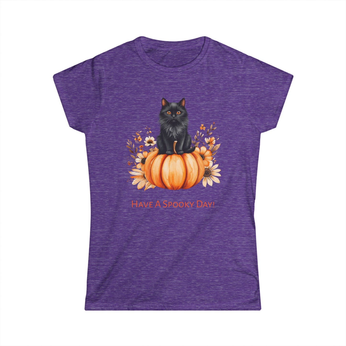 Halloween Cat Tee, Spooky Day Shirt, Fall Outfit, Pumpkin Lover Gift, Women's Graphic Tee, Cute Halloween Apparel