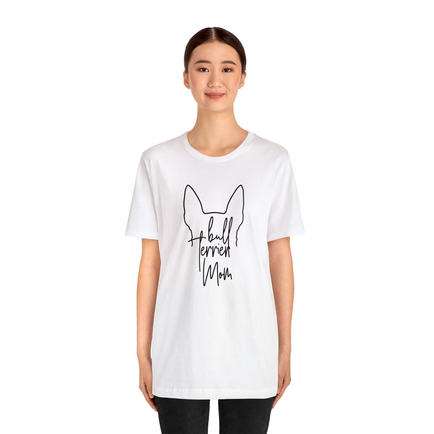 Bull Terrier Mom Outline Unisex Jersey Short Sleeve Tee