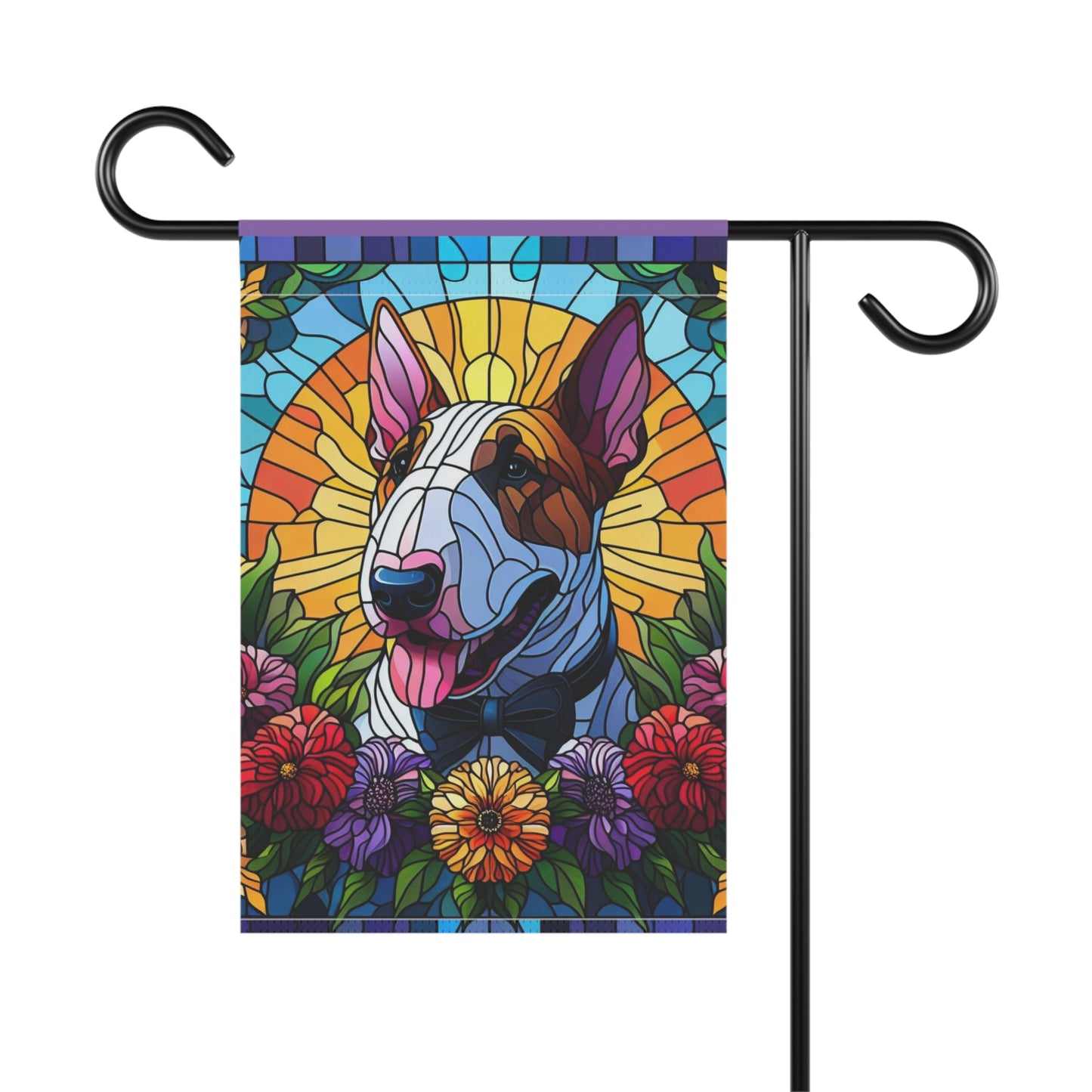 Bull Terrier Stained Glass Garden & House Banner